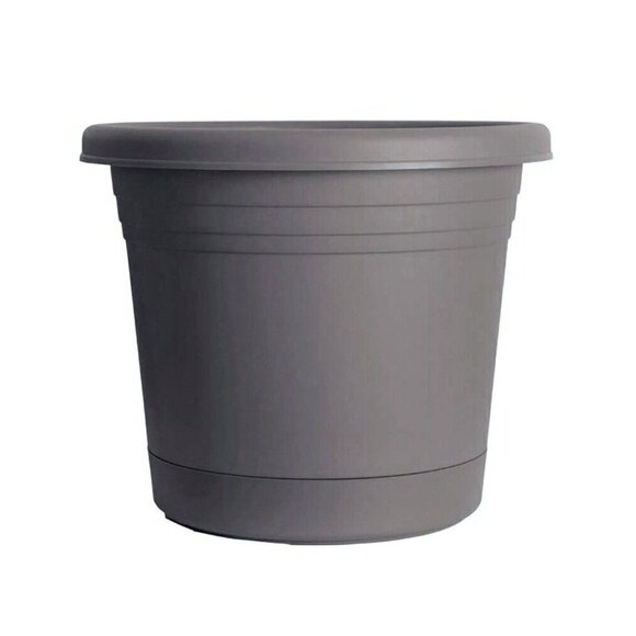 Rugg 6 Inch Polyresin Rolled Rim Round UV Resistant Indoor Outdoor Planter Grey - Picture 1 of 10